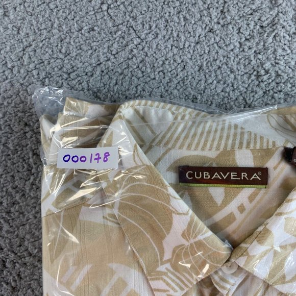Cubavera Hawaiian Shirt Mens XL Ivory Beige Floral Rayon Tropic Casual‎ Camp NEW - Picture 12 of 12